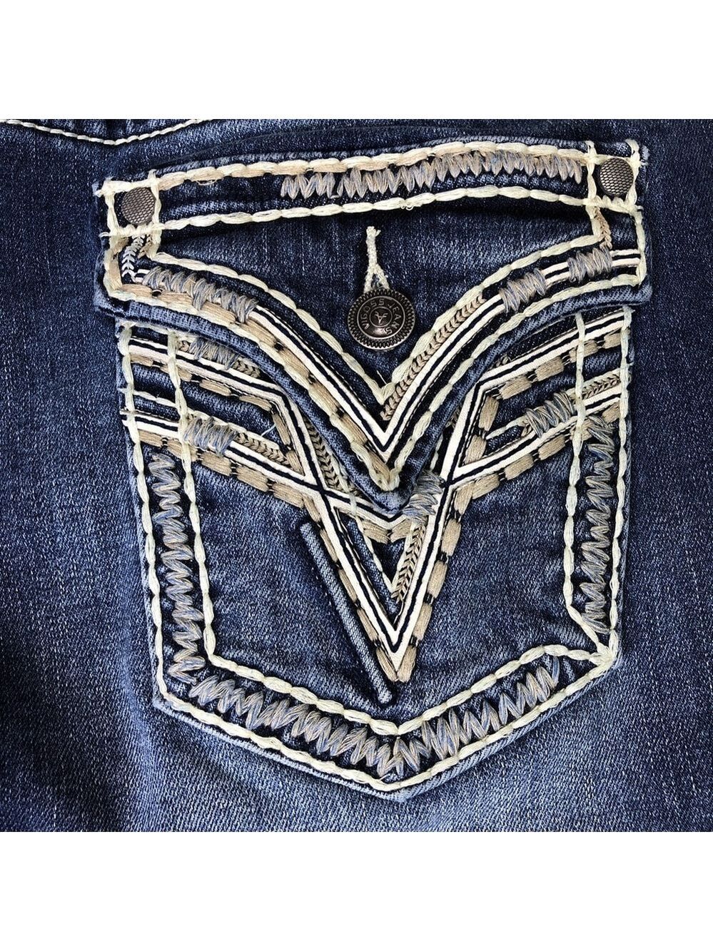 Size 14 Vigoss Women’s Denim Carpi Pants Heritage Fit Embroidered CN